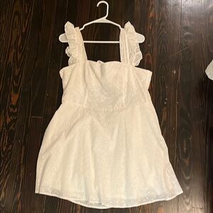 White Eyelet Dress with Ruffle Straps